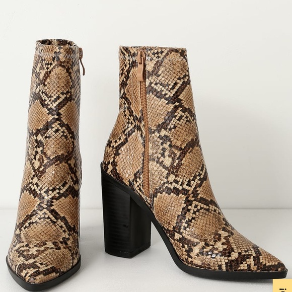Lulu's Shoes | Vegan Snake Print Booties | Poshmark